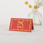 Coquette Bow Retro Wedding Platzkarte (Rückseite)