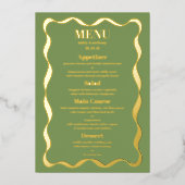 Coquette Bow Retro Wedding Real Foil Menu Card Folieneinladung (Vorderseite)