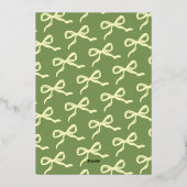 Coquette Bow Retro Wedding Real Foil Menu Card Folieneinladung (Rückseite)