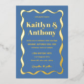 Coquette Bow Retro Wedding Real Folieneinladung (Vorderseite)