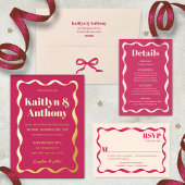 Coquette Bow Retro Wedding Real Folieneinladung