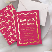 Coquette Bow Retro Wedding Real Folieneinladung