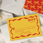 Coquette Bow Retro Wedding RSVP Karte
