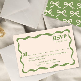 Coquette Bow Retro Wedding RSVP Karte