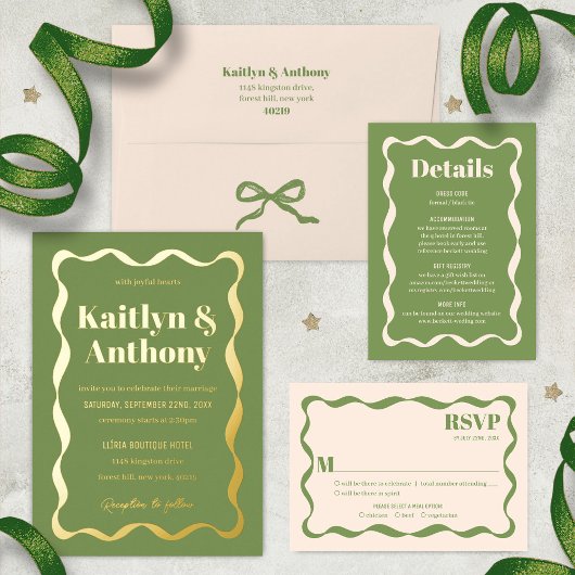 Coquette Bow Retro Wedding RSVP Karte