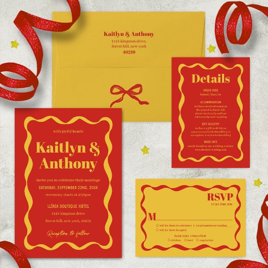 Coquette Bow Retro Wedding RSVP Karte