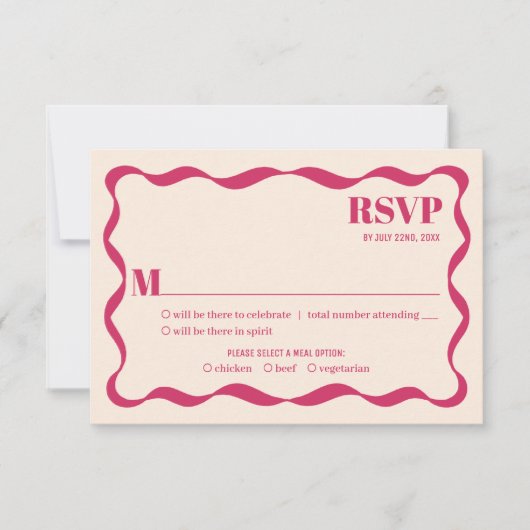 Coquette Bow Retro Wedding RSVP Karte (Vorderseite)