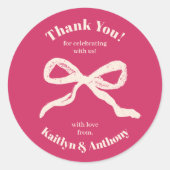 Coquette Bow Retro Wedding Runder Aufkleber (Vorderseite)