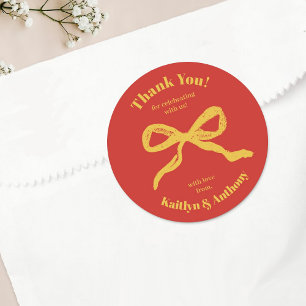 Coquette Bow Retro Wedding Runder Aufkleber