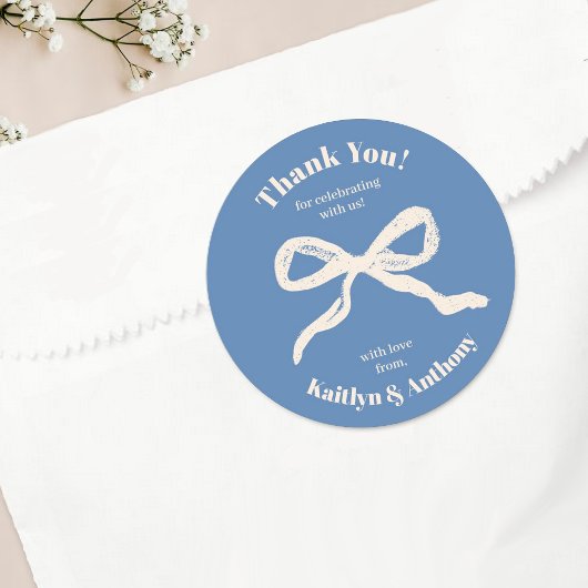 Coquette Bow Retro Wedding Runder Aufkleber