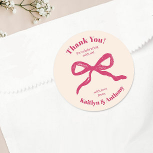 Coquette Bow Retro Wedding Runder Aufkleber
