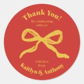 Coquette Bow Retro Wedding Runder Aufkleber (Vorderseite)