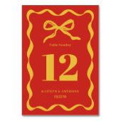 Coquette Bow Retro Wedding Tischnummer (Rückseite)