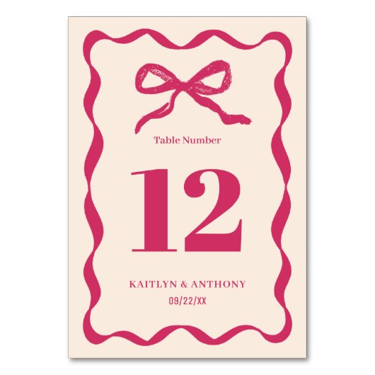 Coquette Bow Retro Wedding Tischnummer (Rückseite)