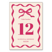 Coquette Bow Retro Wedding Tischnummer (Vorderseite)