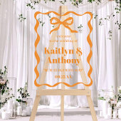 Coquette Bow Retro Wedding Willkommen Acrylschild