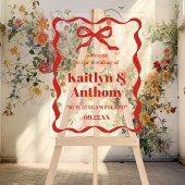 Coquette Bow Retro Wedding Willkommen Acrylschild