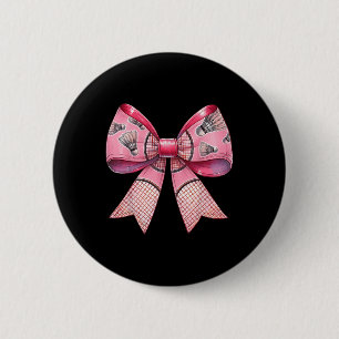 Coquette Bow Ribbon Badminton Shuttle Racket Pink Button