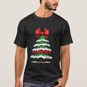 Coquette Bow rot und weiße Weihnachtsbaum Santa T-Shirt