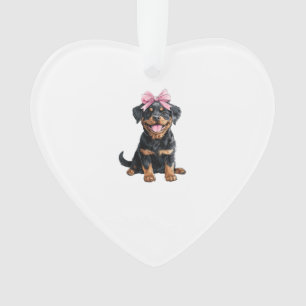 Coquette-Bow-Rottweiler-Hundemama-Mädchen Rosa Ornament