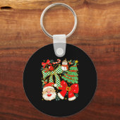 Coquette Bow Santa Claus Merry Christmas Women Xma Schlüsselanhänger (Vorderseite)