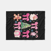 Coquette Bow Santa Claus Pink Frohe Weihnachtskupp Fleecedecke (Vorderseite (Horizontal))