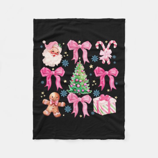Coquette Bow Santa Claus Pink Frohe Weihnachtskupp Fleecedecke (Vorderseite)
