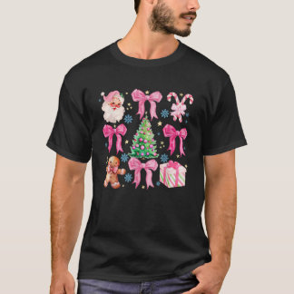 Coquette Bow Santa Claus Pink Frohe Weihnachtskupp T-Shirt