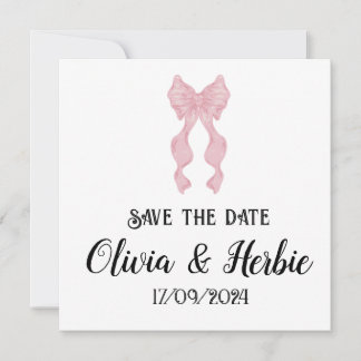 Coquette Bow Save the Date Card
