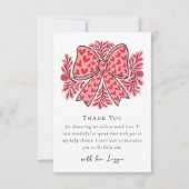 Coquette Bow Script Baby Dusche Dankeskarte (Vorderseite)