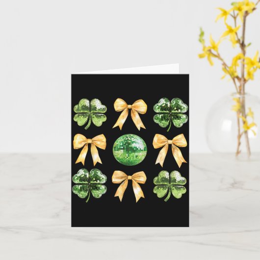Coquette Bow Shamrock Disco Ball Patricks Day Iris Karte (Gelbe Blume)