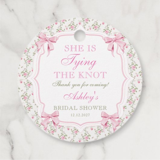 Coquette Bow Sie bindet das Brautparty des Knotens Geschenkanhänger (Rückseite)