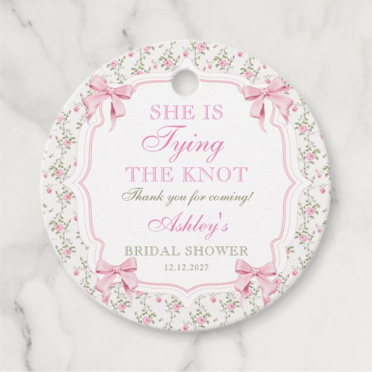 Coquette Bow Sie bindet das Brautparty des Knotens Geschenkanhänger (Vorderseite)
