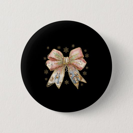 Coquette Bow Snowflake Jesus Weihnachten Weihnacht Button (Vorderseite)