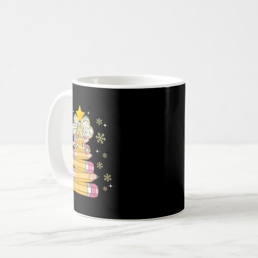 Coquette Bow Snowflake Weihnachten Weihnachten Wei Kaffeetasse (Vorderseite Links)