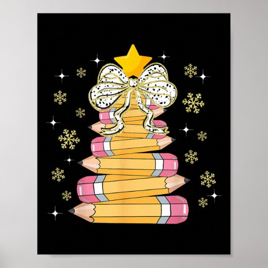 Coquette Bow Snowflake Weihnachten Weihnachten Wei Poster (Vorne)