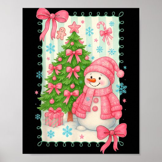 Coquette Bow Snowman Nk Christmas Tree Funny Xmas  Poster (Vorne)