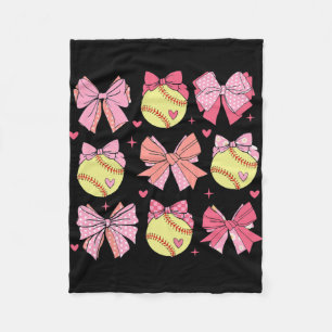 Coquette Bow Softball Mama Mothers Day Softball Ma Fleecedecke