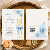 Coquette Bow Something Blue QR Code Bridal Shower  Einladung