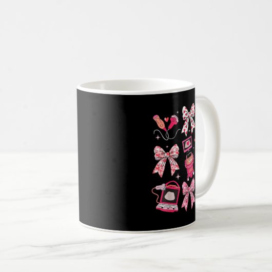 Coquette Bow Sonographer Valentine Ultrasound Tech Kaffeetasse (VorderseiteRechts)