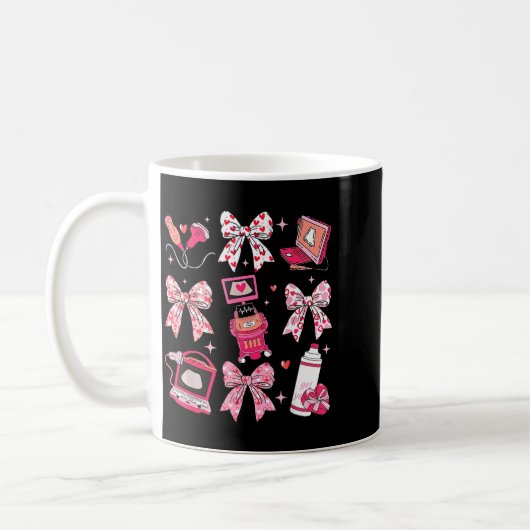 Coquette Bow Sonographer Valentine Ultrasound Tech Kaffeetasse (Links)