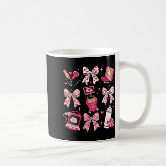 Coquette Bow Sonographer Valentine Ultrasound Tech Kaffeetasse (Rechts)