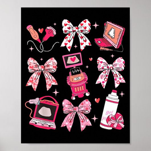 Coquette Bow Sonographer Valentine Ultrasound Tech Poster (Vorne)