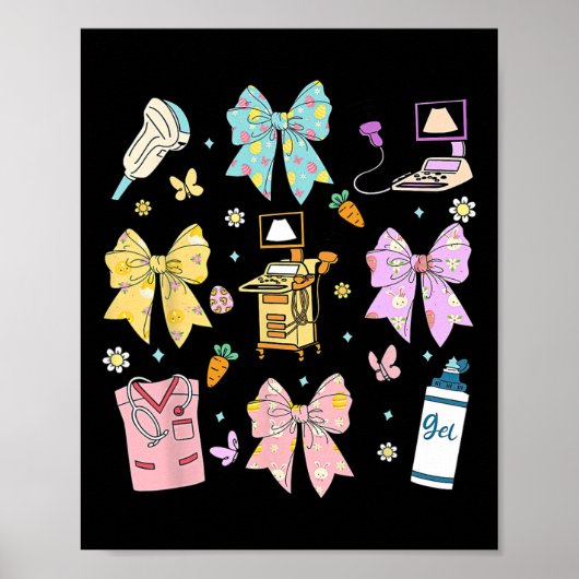 Coquette Bow Sonographin Osterfeier Ultrasound Tec Poster (Vorne)