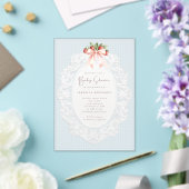 Coquette Bow Stawberries Lace Baby Shower  Acryleinladungen (In Situ (Hochzeit))