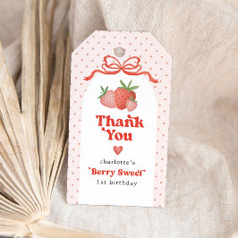 Coquette Bow Strawberry 1st Birthday Party Geschenkanhänger