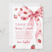 Coquette Bow Strawberry Geburtstag Danke Karte (Vorderseite)