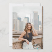 Coquette Bow & Stripes Blue Graduation Party Foto Einladung (Rückseite)