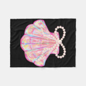Coquette Bow Summer Vibes Pink Clam Funny Beach Va Fleecedecke (Vorderseite (Horizontal))