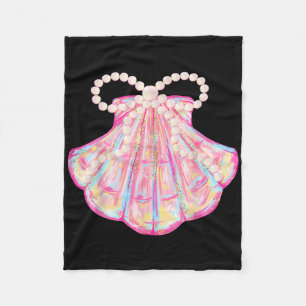 Coquette Bow Summer Vibes Pink Clam Funny Beach Va Fleecedecke